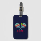 Pickleball Team Gestreepte Paddles Custom Bagagelabel (Voorkant (verticaal))