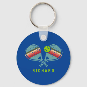 Pickleball Team Gestreepte Paddles Custom Sleutelhanger