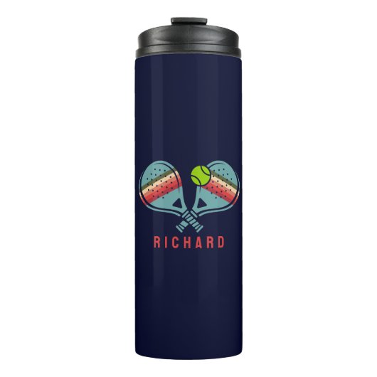 Pickleball Team Gestreepte Paddles Custom Thermosbeker (Voorkant)