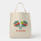 Pickleball Team Gestreepte Paddles Op Maat Tote Bag (Achterkant)