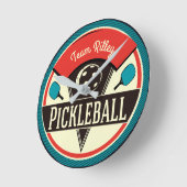 Pickleball Team Player Name Monogram Ronde Klok (Hoek)