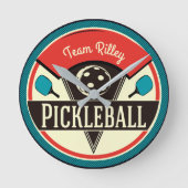 Pickleball Team Player Name Monogram Ronde Klok (Voorkant)