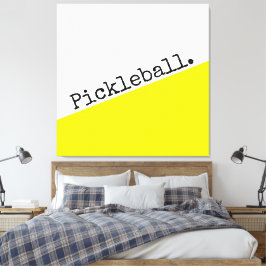 PICKLEBALL Tekst Helder Geel Wit Kleurblok Canvas Afdruk