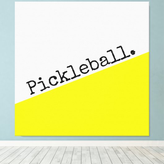 PICKLEBALL Tekst Helder Geel Wit Kleurblok Canvas Afdruk (Insitu (Houten vloer))