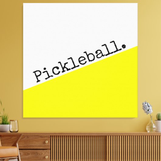 PICKLEBALL Tekst Helder Geel Wit Kleurblok Canvas Afdruk (Insitu (Woonkamer))