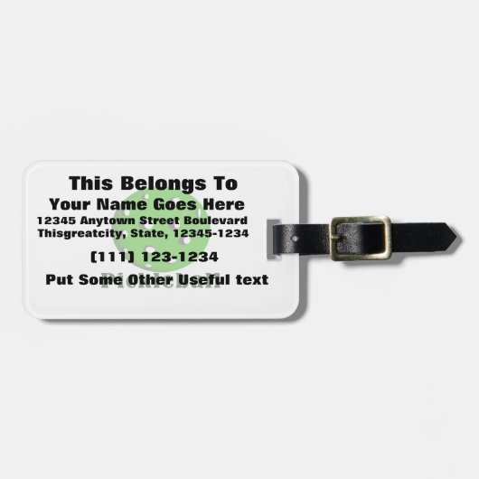 pickleball-tekst op ball green.png bagagelabel (Voorkant horizontaal)