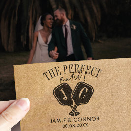 Pickleball The Perfect Match Wedding Save the Date Zelfinktende Stempel