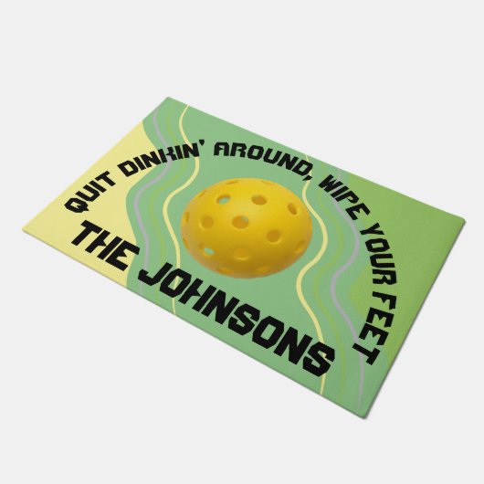 Pickleball thema gepersonaliseerde deurmat (Schuin)