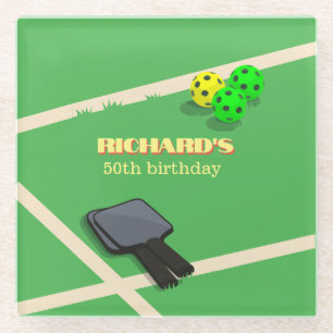 Pickleball-thema sport-birthdayparty met gezelligh glazen onderzetter