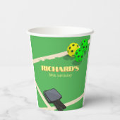 Pickleball Thema Sport Dinken Verjaardagsfeest Papieren Bekers (Achterkant)