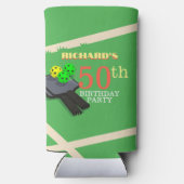 Pickleball Thema Sport Dinken Verjaardagsfeest Seltzer Blikjeskoeler (Achterkant)