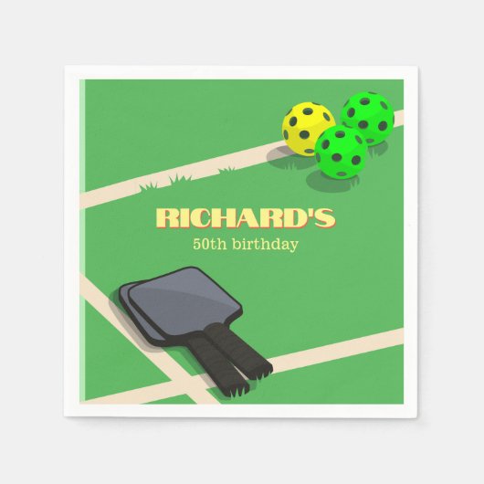 Pickleball Thema Sport Dinken Verjaardagsfeest Servet (Voorkant)