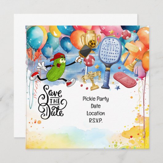 Pickleball thema verjaardagsfeestje kaart (Voorkant / Achterkant)