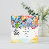 Pickleball thema verjaardagsfeestje kaart (Staand voorkant)