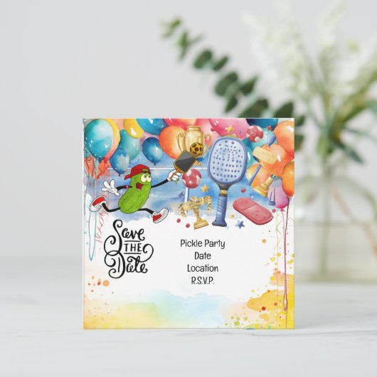 Pickleball thema verjaardagsfeestje kaart (Staand voorkant)