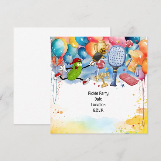 Pickleball thema verjaardagsfeestje kaart (Voorkant / Achterkant)
