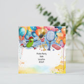 Pickleball thema verjaardagsfeestje kaart (Staand voorkant)