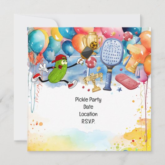 Pickleball thema verjaardagsfeestje kaart (Voorkant)