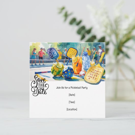 Pickleball themafeest kaart (Staand voorkant)