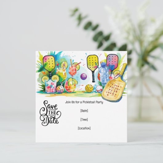 Pickleball themafeest kaart (Staand voorkant)