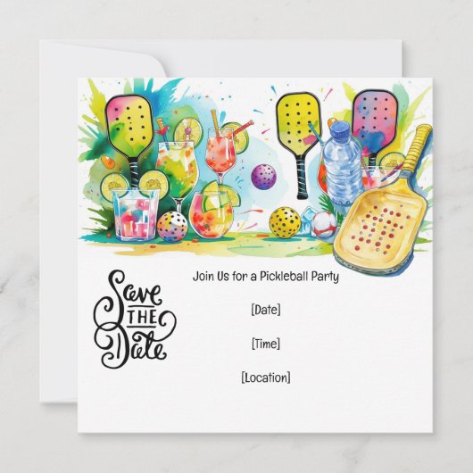 Pickleball themafeest kaart (Voorkant)