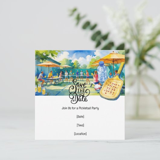 Pickleball themafeest kaart (Staand voorkant)
