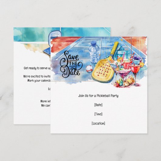 Pickleball themafeest kaart (Voorkant / Achterkant)