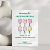 Pickleball Theme Roze Groene Retro Verjaardagsfees Kaart