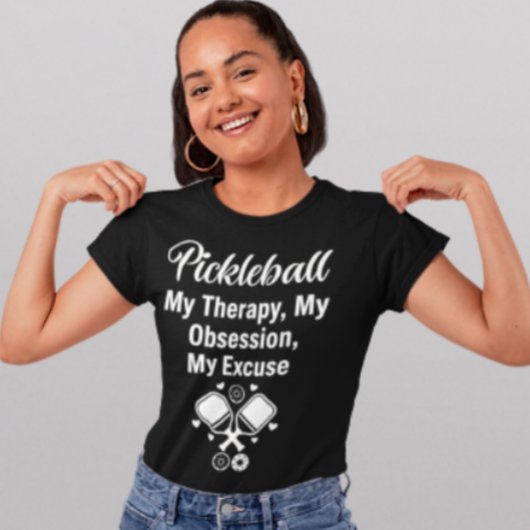Pickleball Therapy Obsession Fun Sports Typography T-shirt