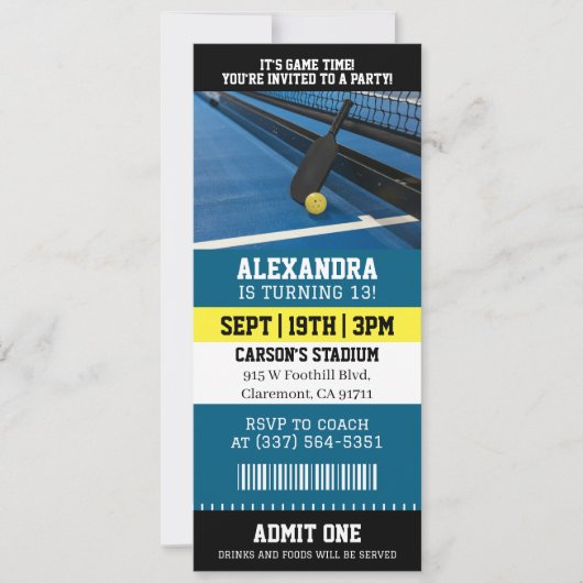 Pickleball Ticket Verjaardag Kaart (Voorkant)