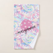 Pickleball Tie Dye Script Persoonlijk Sport Hand Handdoek (Handdoek)
