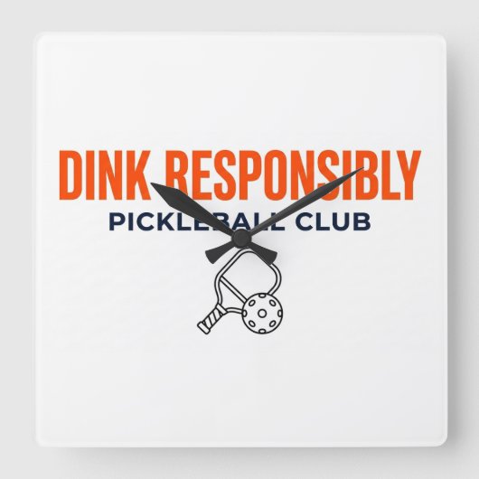 Pickleball Tijd! – Dink Verantwoordelijk Wandklok (Voorkant)