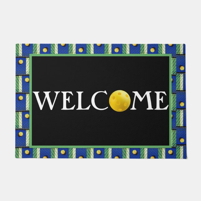 Pickleball 'Til the Streetlights come On! Blauw Deurmat (Voorkant)