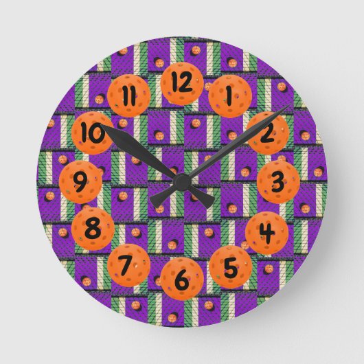 Pickleball 'Til the Streetlights Come On Paarse Ronde Klok (Voorkant)