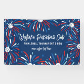 Pickleball Toernooi Party Patriottisch Vuurwerk Spandoek (Horizontaal)