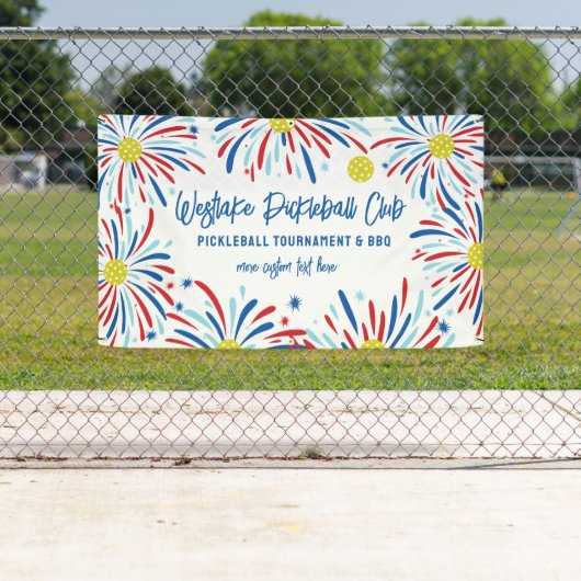 Pickleball Toernooi Party Patriottisch Vuurwerk Spandoek (Insitu)
