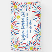 Pickleball Toernooi Party Patriottisch Vuurwerk Spandoek (Verticaal)