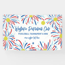 Pickleball Toernooi Party Patriottisch Vuurwerk Spandoek