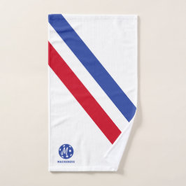 Pickleball Towel Rood Wit Blauw Streep Personalise Handdoek