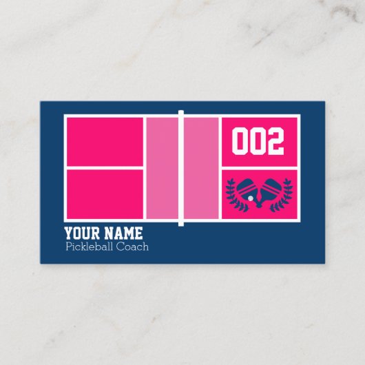 Pickleball-trainer, roze en marjoor Pickleball cou Visitekaartje (Voorkant)