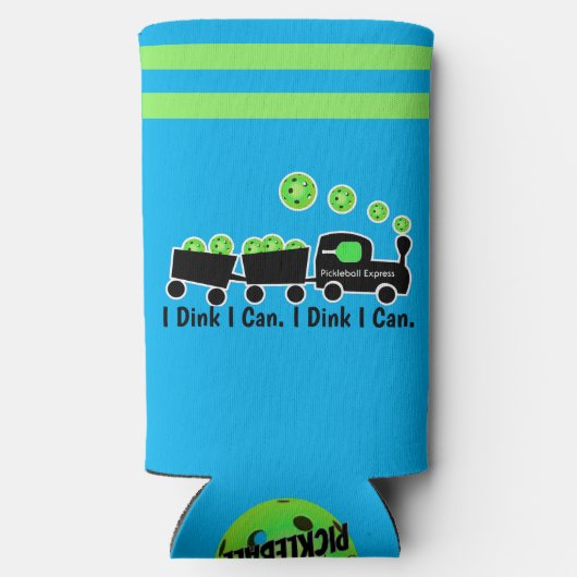 Pickleball Training Ik Dink Ik Kan Blauw en Groen Seltzer Blikjeskoeler (Achterkant)