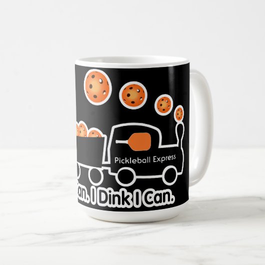 Pickleball Training Ik Dink Ik Kan Sinaasappel Bal Koffiemok (Voorkant rechts)