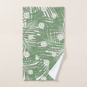 Pickleball Tropical Palm Green Fun Unique Handdoek