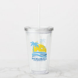 Pickleball Tropical Palm Tree Sun Je aangepaste te Acryl Drinkbeker
