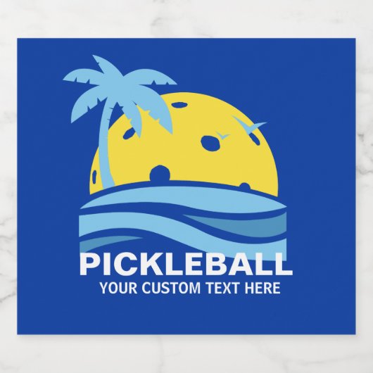 Pickleball Tropical Palm Tree Sun Je aangepaste te Bier Etiket (Enkel label)
