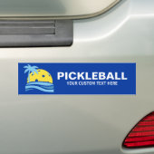 Pickleball Tropical Palm Tree Sun Je aangepaste te Bumpersticker (Op auto)
