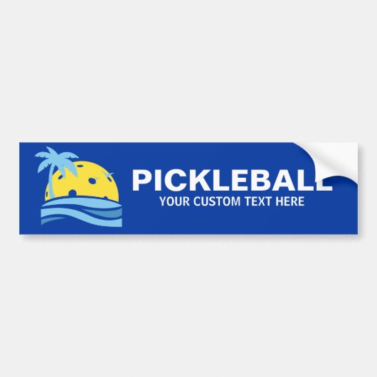 Pickleball Tropical Palm Tree Sun Je aangepaste te Bumpersticker (Voorkant)