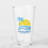 Pickleball Tropical Palm Tree Sun Je aangepaste te Glas (Voorkant)