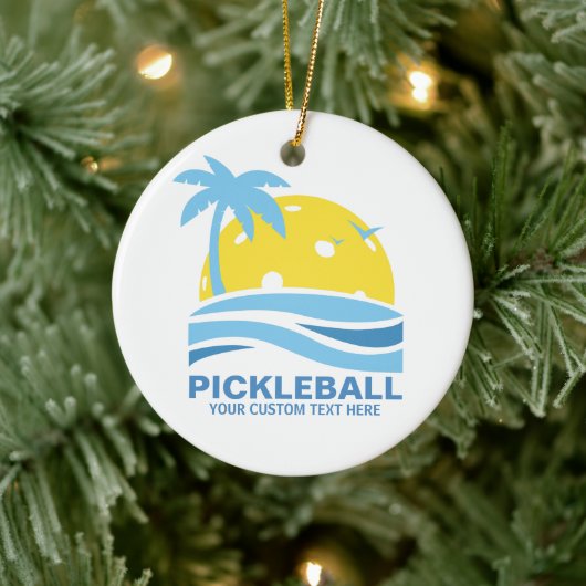 Pickleball Tropical Palm Tree Sun Je aangepaste te Keramisch Ornament (Boom)