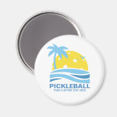 Pickleball Tropical Palm Tree Sun Je aangepaste te Magneet (Voorkant / Achterkant)